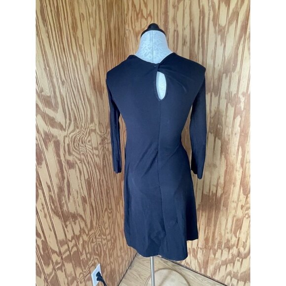 Patagonia Fit Flare Dress Long Sleeve V-Neck Solid Black Large Knit - Picture 5 of 7